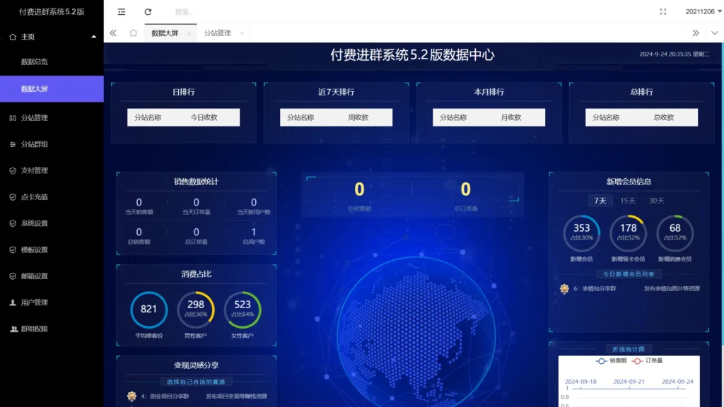 [亲测可用]付费进群系统源码大屏数据版本-总台-分站-代理+文字版搭建教程-八九源码网