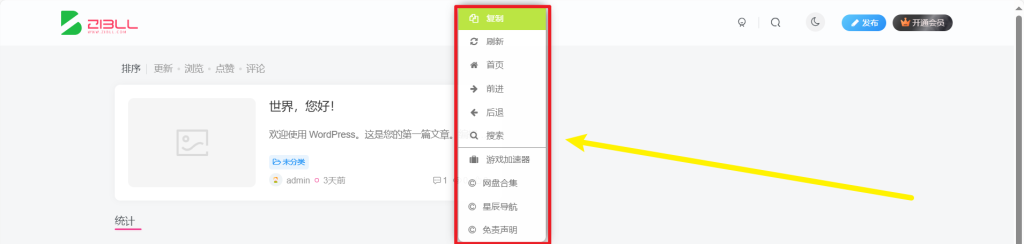 [亲测]子比主题网站-右键添加自定义按钮美化-八九源码网